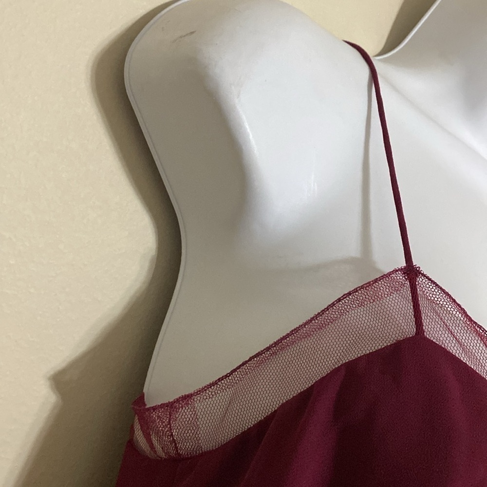 Watters Dove maxi Dress women 0 Elegant Burgundy gown event wedding ruffle hem - Picture 4 of 15